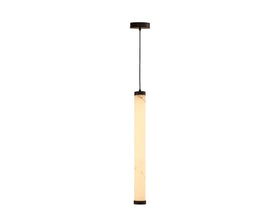 Abaco Pendant Lamp - Alabaster Effect/Black Metal