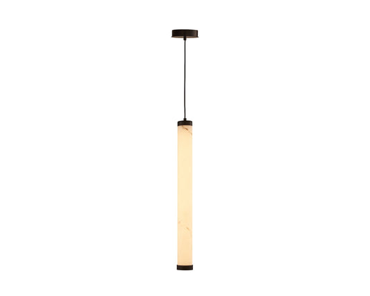 Abaco Pendant Lamp - Alabaster Effect/Black Metal