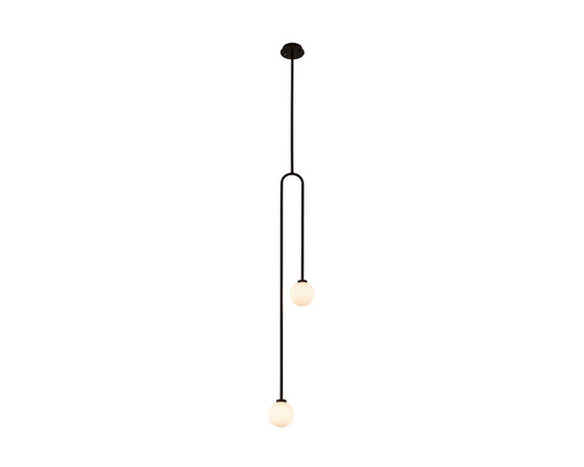 Arket Pendant Lamp - White Frosted Glass Globe/Black Metal