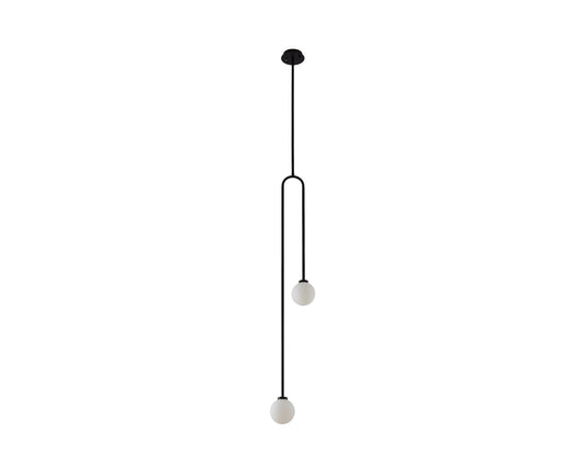 Arket Pendant Lamp - White Frosted Glass Globe/Black Metal