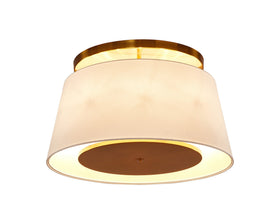 Mila Ceiling Lamp - Brushed Antique Brass/Off White Linen Shade