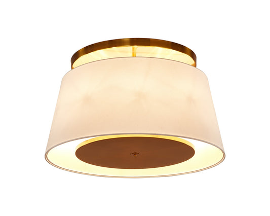 Mila Ceiling Lamp - Brushed Antique Brass/Off White Linen Shade