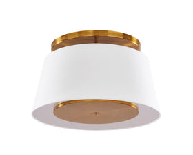 Mila Ceiling Lamp - Brushed Antique Brass/Off White Linen Shade