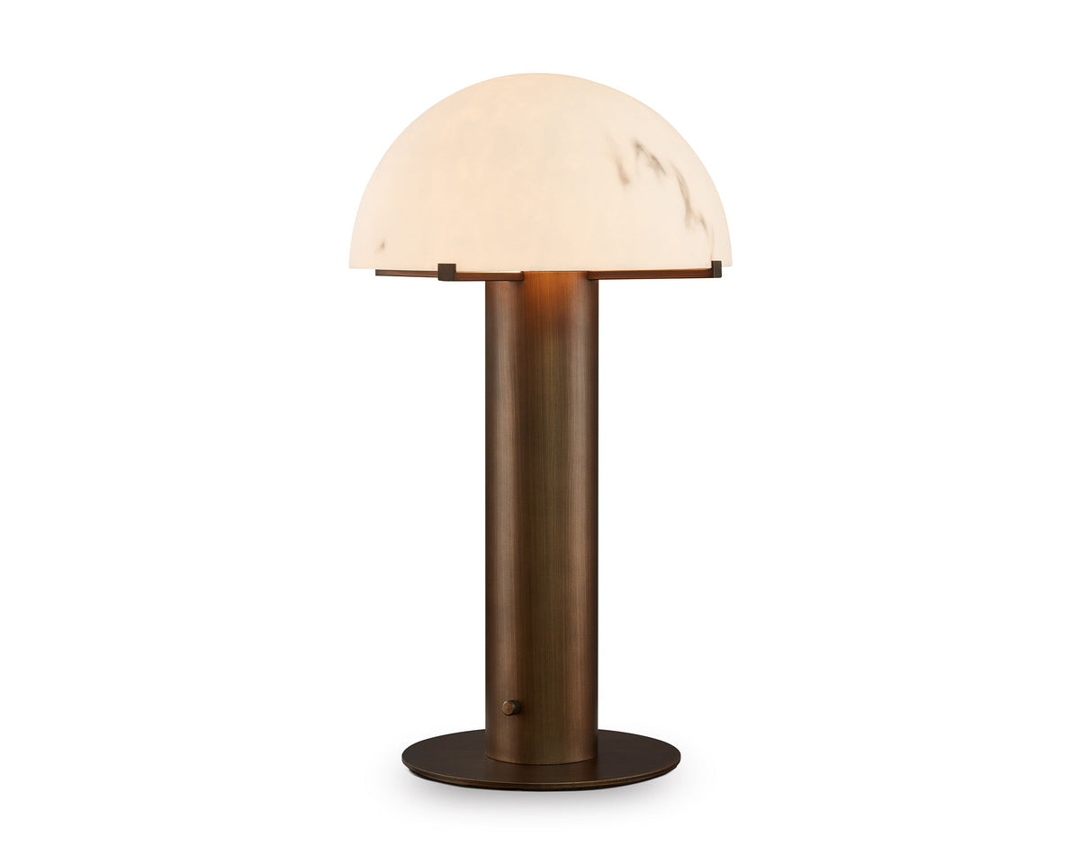 Aston Table Lamp - Alabaster Effect and Antique Brass