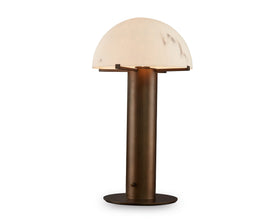 Aston Table Lamp - Alabaster Effect and Antique Brass