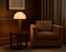 Aston Table Lamp - Alabaster Effect and Antique Brass