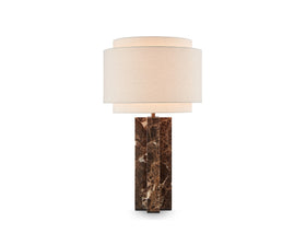 Asos Table Lamp - Brown Emperador Marble and Textured Linen