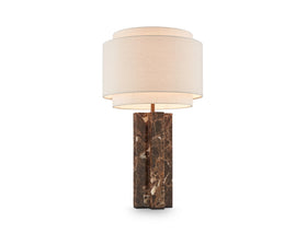 Asos Table Lamp - Brown Emperador Marble and Textured Linen