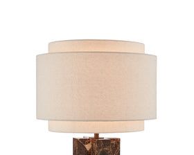Asos Table Lamp - Brown Emperador Marble and Textured Linen