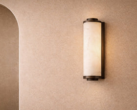 Fento IP44 (Small) Wall Light - Antique Bronze and Alabaster Effect