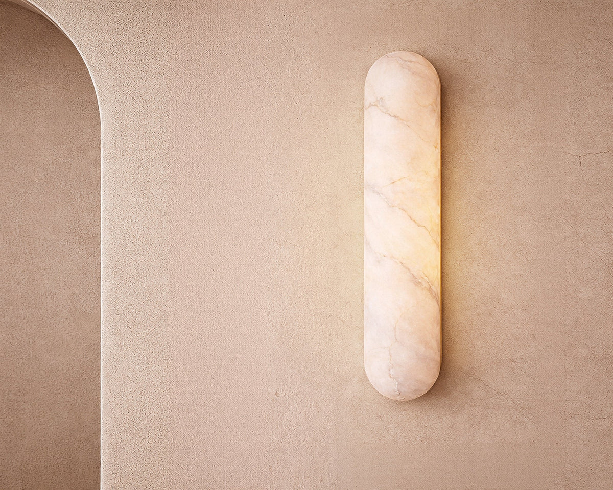 Alura IP44 Wall Light - Alabaster and Brushed Brass