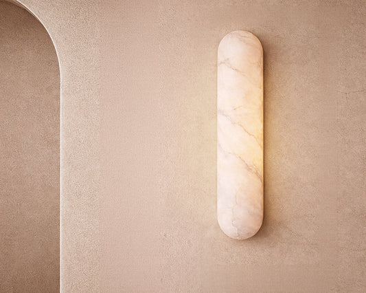 Alura IP44 Wall Light - Alabaster and Brushed Brass