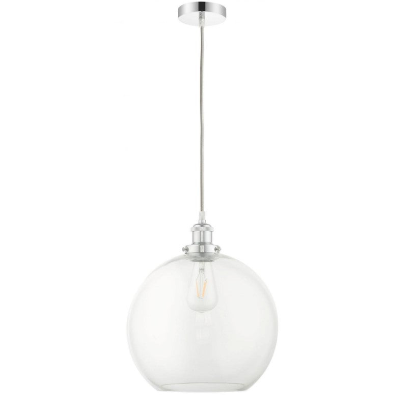 Lewis 1 Light Medium Glass Ball Pendant Polished Chrome
