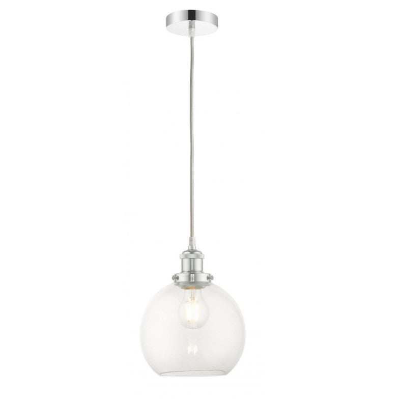 Lewis 1 Light Small Glass Ball Pendant Polished Chrome