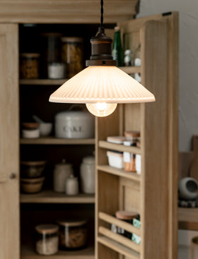 Beaulieu Pendant Light Fluted Cone - Antique Bronze - Chalk