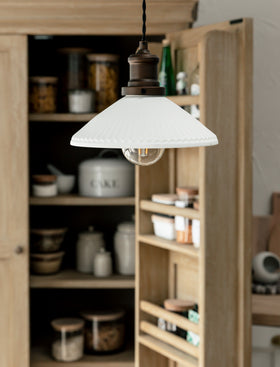 Beaulieu Pendant Light Fluted Cone - Antique Bronze - Chalk