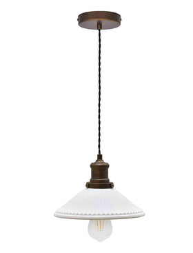 Beaulieu Pendant Light Fluted Cone - Antique Bronze - Chalk