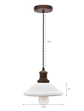 Beaulieu Pendant Light Fluted Cone - Antique Bronze - Chalk