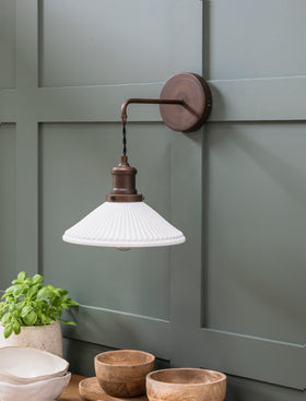 Beaulieu Wall Light Fluted Cone - Antique Bronze - Chalk
