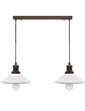 Beaulieu Double Pendant Light Fluted Cone - Antique Bronze - Chalk