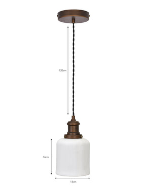Beaulieu Pendant Light Fluted Cylinder - Antique Bronze - Chalk