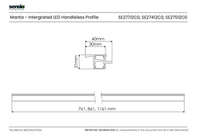 Manta - Integrated LED Profile for Handle Free Kitchens