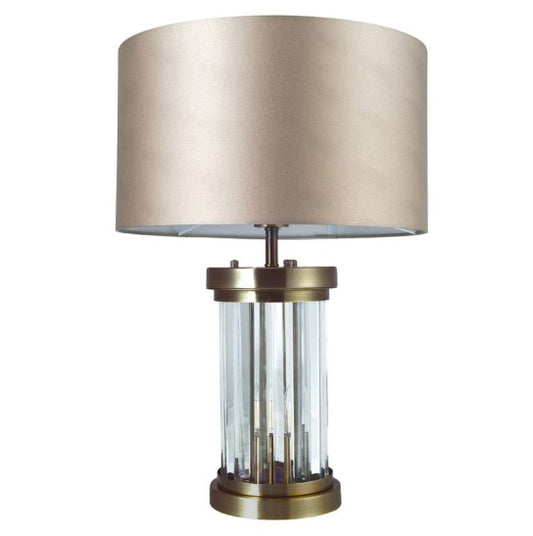 Pandora 2 Light Crystal Table Lamp Antique Brass