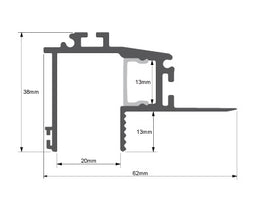 Cove LED Profile - Plaster-in PRO15P White 38 x 62mm