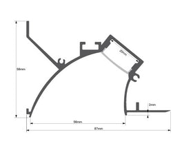 Cove LED Profile 2m - Plaster-in PRO40P White 58 x 87mm