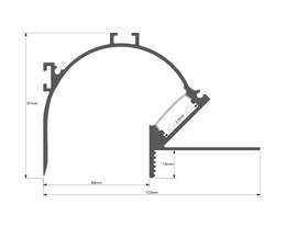 Cove LED Profile - Plaster-in PRO42P White 67 x 100mm