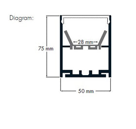 Suspended LED Profile - PRO50S Silver 50 x 75mm x 3m