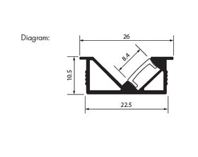 Recessed LED Profile - Angled PRO6R White 26 x 10.5mm