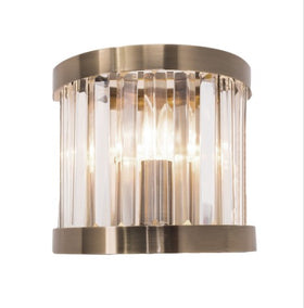 Pandora 1 Light Crystal Wall Light Antique Brass