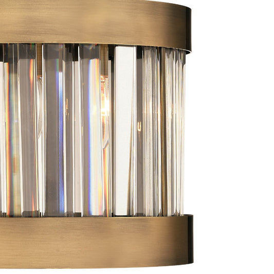 Pandora 1 Light Crystal Wall Light Antique Brass