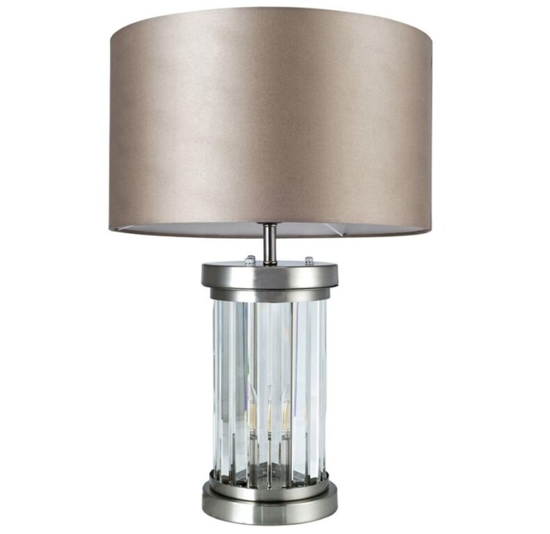 Pandora 2 Light Crystal Table Lamp Satin Chrome