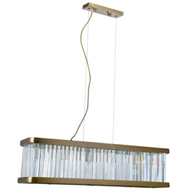 Pandora 5 Light Long Crystal Bar Pendant Antique Brass