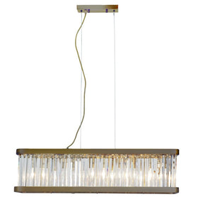 Pandora 5 Light Long Crystal Bar Pendant Antique Brass