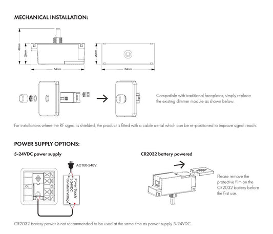 Wireless Dimmer Module - Single Colour