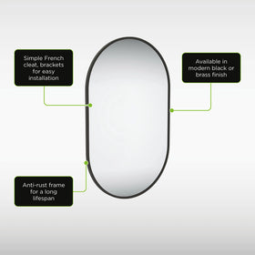 Sensio Eldon Pill Shaped Non-illuminated Mirror - 500mm x 800mm