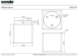 Sensio Mabelle Square Bathroom Ceiling Light