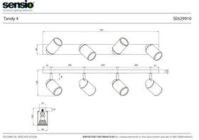 Sensio Tandy 4 Bathroom Ceiling Light