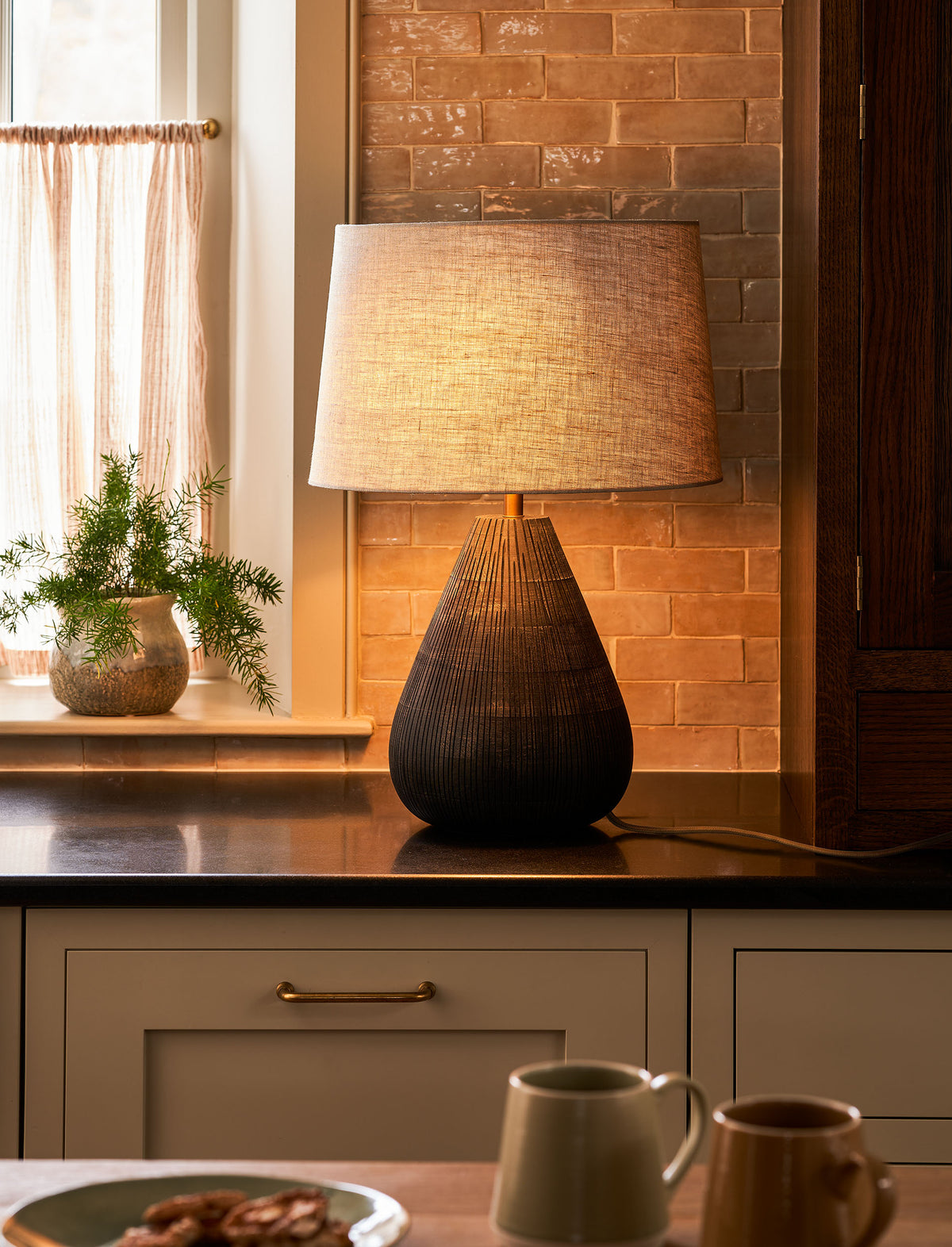 Cleeve Table Lamp - Mango Wood, Antique Black