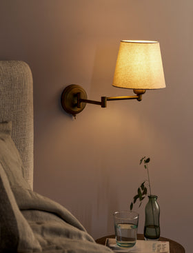Peartree Wall Light With Extendable Arm - Steel, Antique Bronze