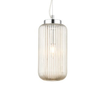 Mason 1 Light Amber Ribbed Glass Pendant