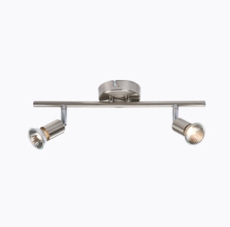 230V GU10 Twin Bar Spotlight- Brushed Chrome