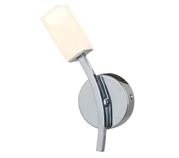 Topaz 1 Light Polished Chrome Wall Light c/w Square Glass