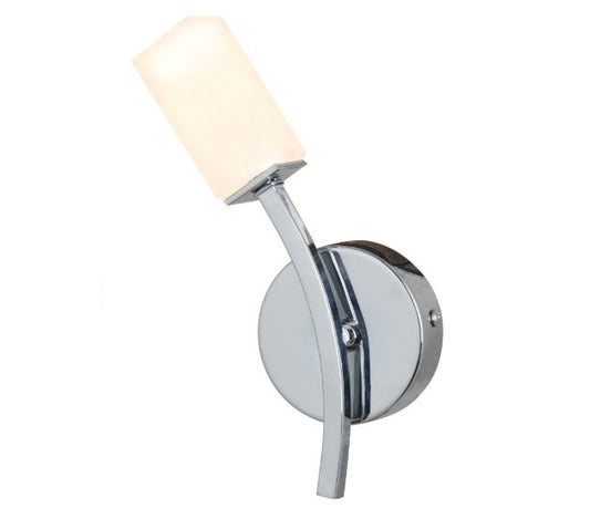 Topaz 1 Light Polished Chrome Wall Light c/w Square Glass
