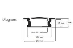 Recessed LED Profile - Deep PRO2R White 25 x 14mm