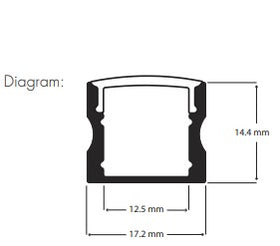 Surface LED Profile - Deep PRO2 White 17 x 14mm