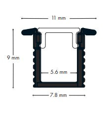 Recessed LED Profile - NANO PRON2R Silver 8 x 9mm